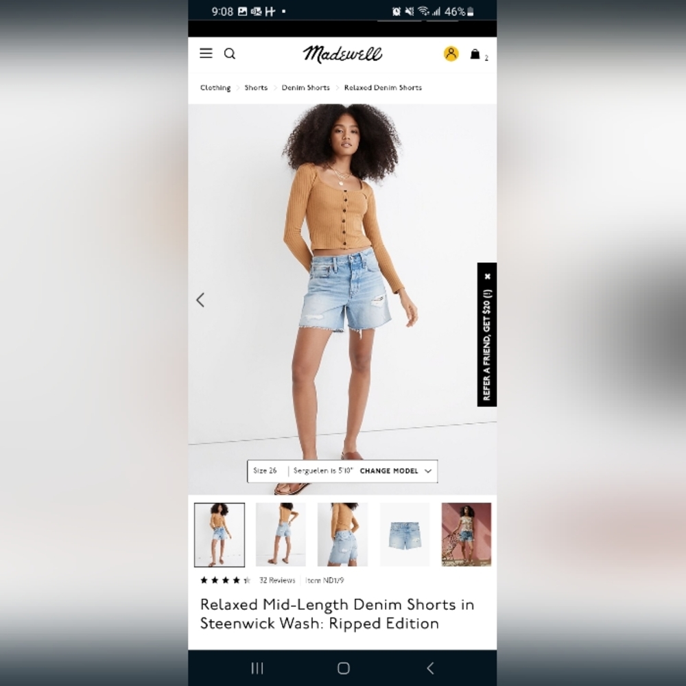 Madewell relaxed mid-length denim shorts
